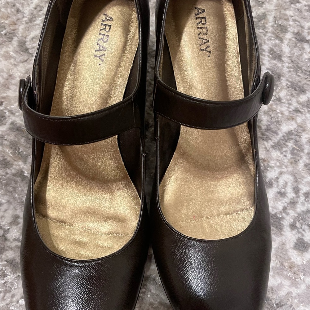 Array Brown Heels with Classic Mary Jane Design